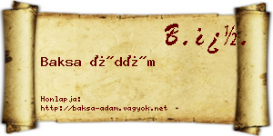 Baksa Ádám névjegykártya